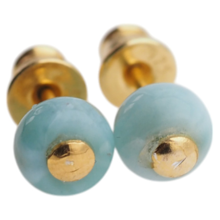 Kolczyki sztyfty z okrągłym Larimarem w srebrze.