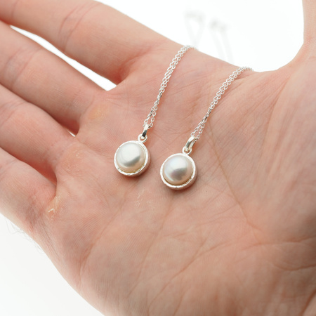 Naszyjnik srebrny - Perła okrągła na łańcuszku