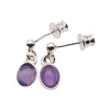Kolczyki wiszące sztyfty z owalnymi ametystami w srebrze