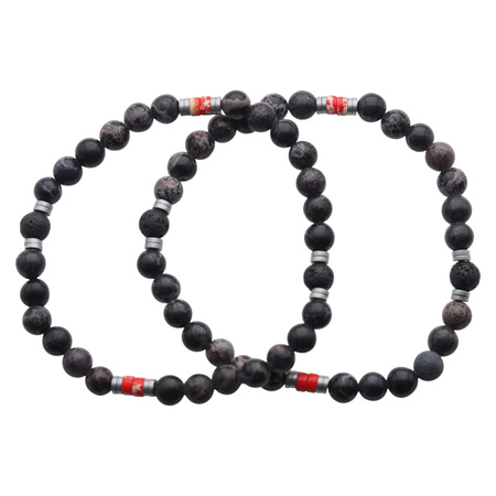 Bransoletka męska na gumce - Jaspis, lawa i Hematyt