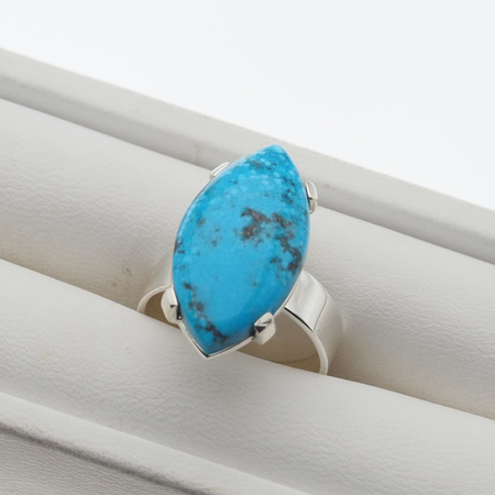 Pierścionek regulowany - Turkus markiza w srebrze