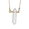 Naszyjnik - Kryształ Górski sopel na łańcuszku srebrnym złoconym