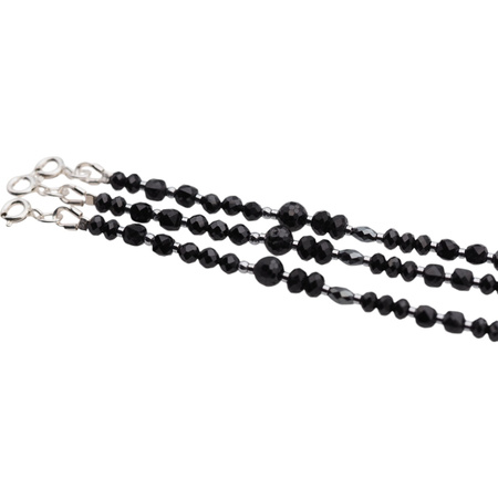 Bransoletka - Turmalin czarny, Hematyt i srebro