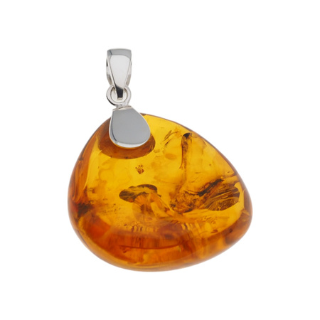 Naszyjnik na rzemieniu - transparentny Bursztyn w srebrze