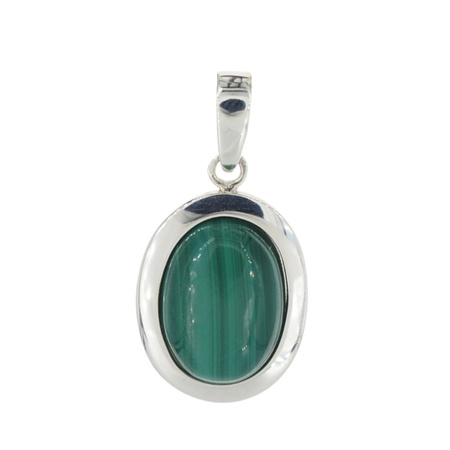 Zawieszka z owalnym malachitem w srebrze