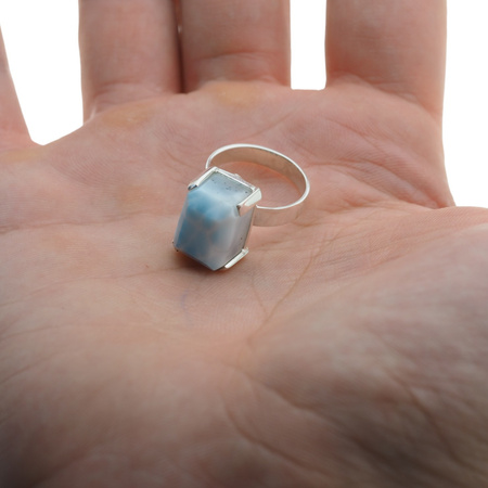 Pierścionek - prostokątny Larimar w srebrze (rozmiar 13)