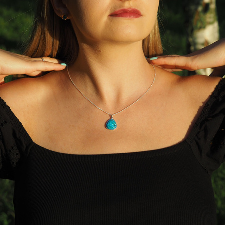 Zawieszka - Turkus łza w srebrze