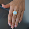 Pierścionek regulowany - okrągły Larimar w srebrze złoconym