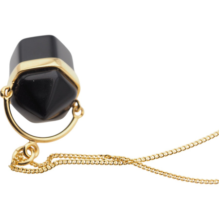 Naszyjnik - Onyks sopel w okuciu na łańcuszku srebrnym złoconym