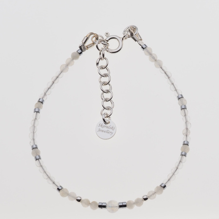 Bransoletka - Kamień Księżycowy, Kryształ Górski i srebro