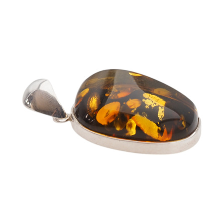 Zawieszka - Bursztyn z łuskami w srebrze