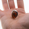 Pierścionek regulowany - Koniakowy Bursztyn owalny w srebrze