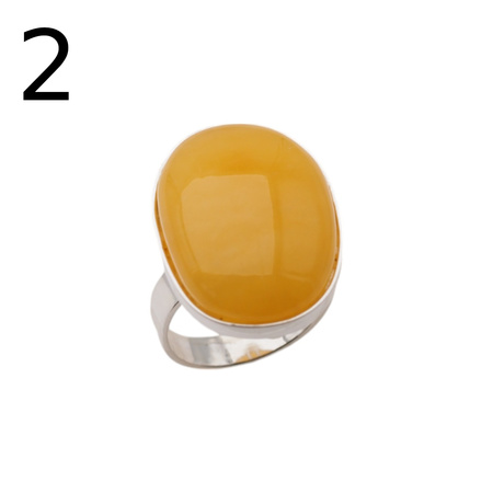 Pierścionek regulowany - Mleczny Bursztyn owal w srebrze