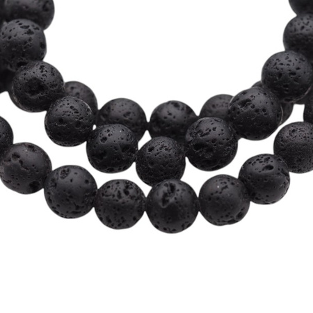 Bransoletka męska na gumce - Turmalin czarny, lawa i srebro