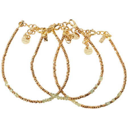 Bransoletka urodzeniowa sierpień - Perydot, złoty hematyt i srebro złocone