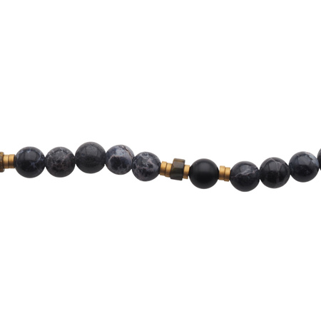 Naszyjnik męski - turmalin, jaspis, zielony granat, tygrysie oko i srebro złocone