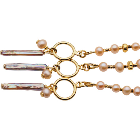 Naszyjnik - Różowe Perły hodowane i srebro złocone