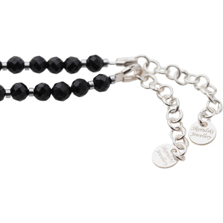 Bransoletka mix - Turmalin, ametyst, kwarc różowy, labradoryt i srebro 