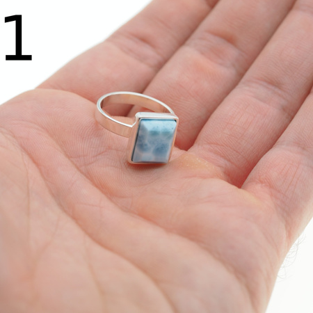 Pierścionek - prostokątny Larimar w srebrze
