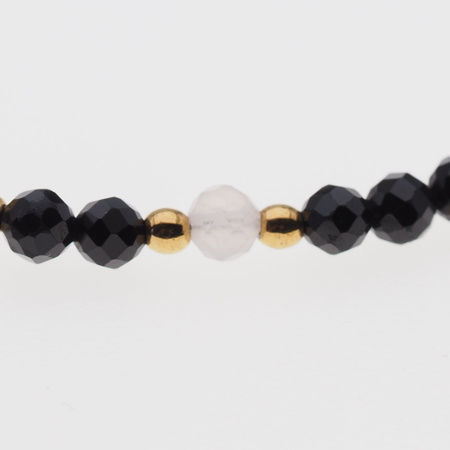 Bransoletka mix - Turmalin, cytryn, kwarc różowy i srebro złocone