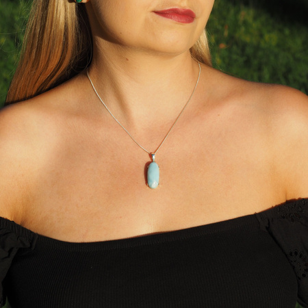 Zawieszka - larimar owalny 28x12mm w srebrze