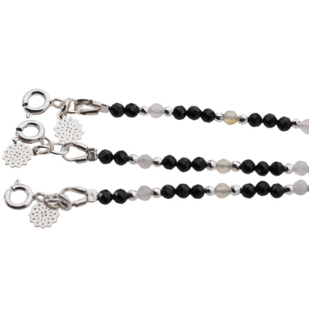 Bransoletka mix - Turmalin, cytryn, kwarc różowy i srebro