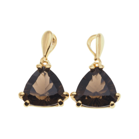 Zawieszka - Kwarc dymny trójkąt (szlif diamentowy) w srebrze złoconym