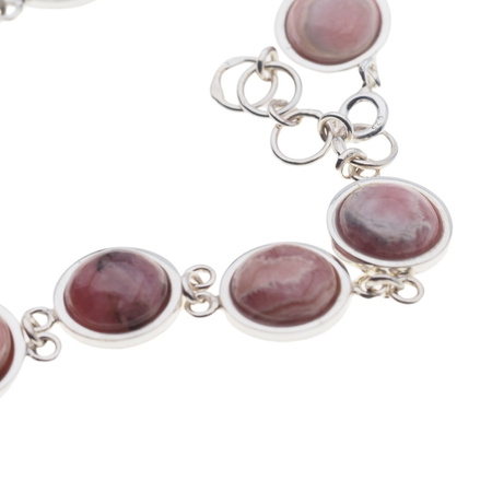 Bransoletka regulowana z okrągłym rodochrozytem w srebrze