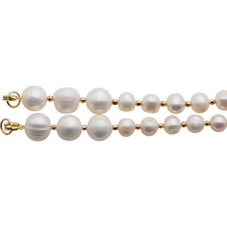 Naszyjnik długi - Białe, czarne Perły hodowane i srebro złocone