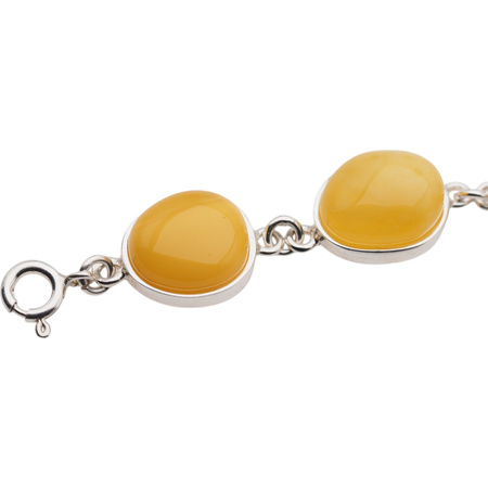 Bransoletka z mlecznym bursztynem w srebrze