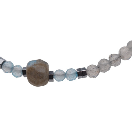 Bransoletka - Labradoryt , Topaz, Hematyt i srebro