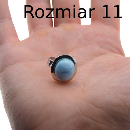 Pierścionek regulowany z owalnym Larimarem w srebrze rodowanym