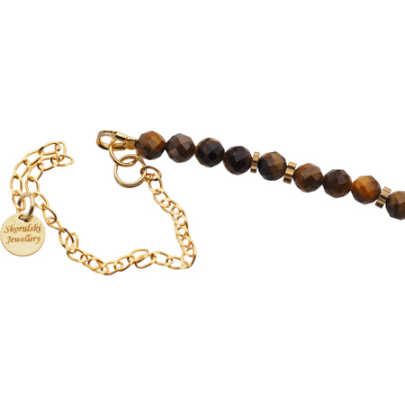 Naszyjnik - Tygrysie Oko fasetowane kulki i srebro złocone