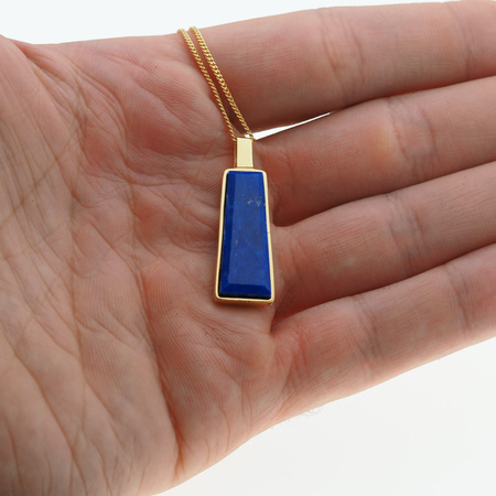 Naszyjnik srebrny złocony - Lapisem Lazuli trapez
