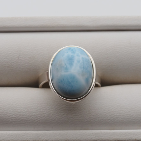 Pierścionek regulowany - owalny Larimar 16x12 mm w srebrze