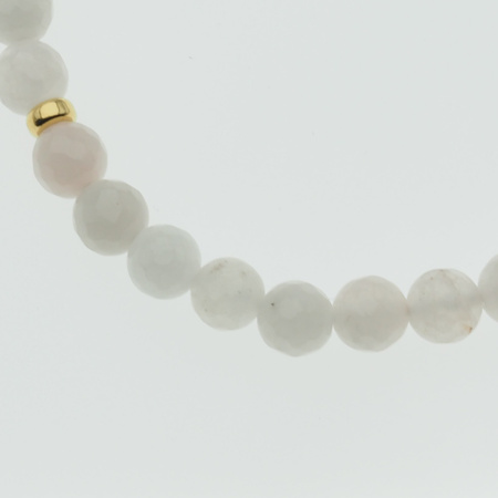 Bransoletka 18,5 cm - fasetowany Kwarc Różowy kulki i srebro złocone