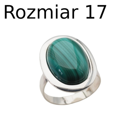 Pierścionek regulowany z owalnym Malachitem w srebrze.