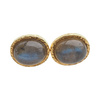 Kolczyki sztyfty - owalny Labradoryt w złoconym srebrze młotkowanym
