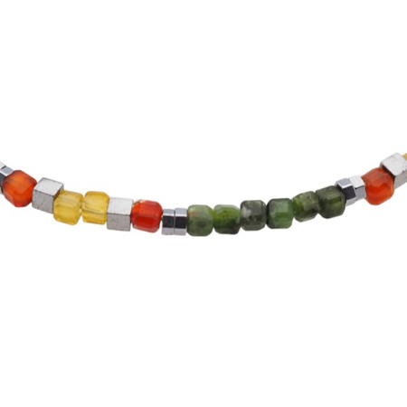 Bransoletka - Diopsyd, Agat, Hematyt kostki i srebro