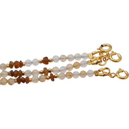 Bransoletka mix - Turmalin brązowy, cytryn, kamień słoneczny i srebro złocone