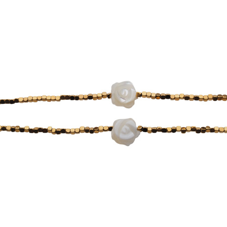 Bransoletka - Muszla kwiatek, Hematyt złoty i srebro złocone