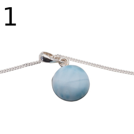 Naszyjnik - larimar okrągły 13 mm w srebrze