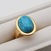Pierścionek regulowany - Turkus owalny w srebrze złoconym