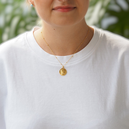 Naszyjnik z monetą  Elżbieta II- srebro złocone