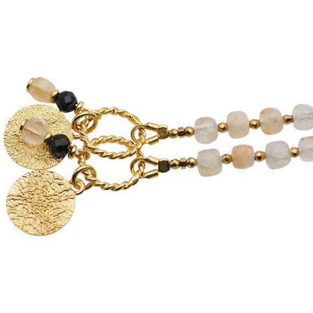 Naszyjnik z turmalinem, cytrynem i hematytem – ręcznie wykonany, srebro pozłacane 925