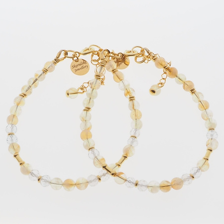 Bransoletka - Cytryn kulki i srebro złocone