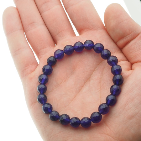 Bransoletka 19 cm - cięty Jadeit fioletowy kulki 8 mm