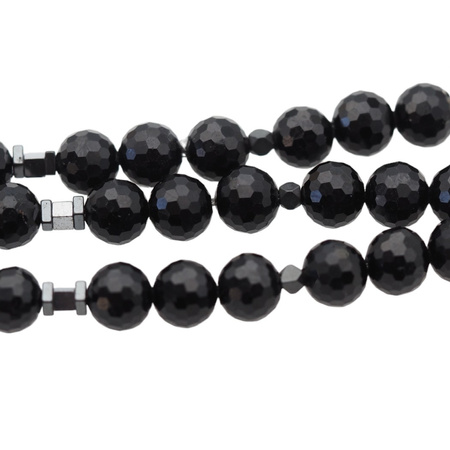 Bransoletka - Turmalin czarny, Hematyt i srebro