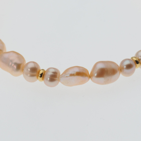 Bransoletka - Perły hodowane różowe i srebro złocone