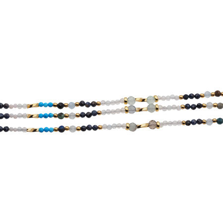 Bransoletka znak zodiaku wodnik - mix kamieni i srebro złocone